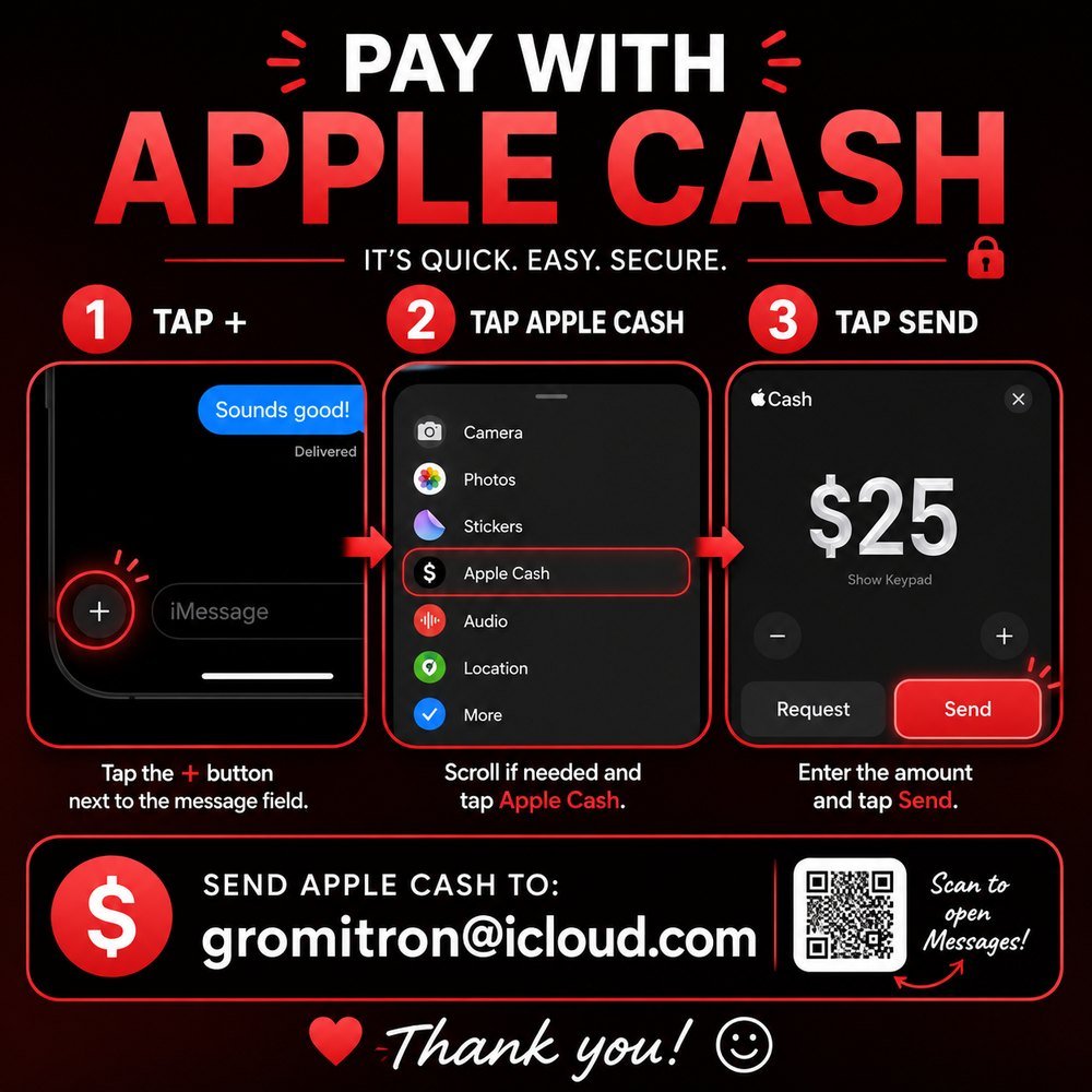 Apple Cash payment instructions and QR code